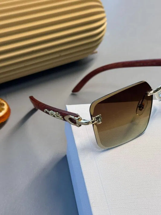 Cartier Santos Rimless Güneş Gözlüğü-Kahve degrade