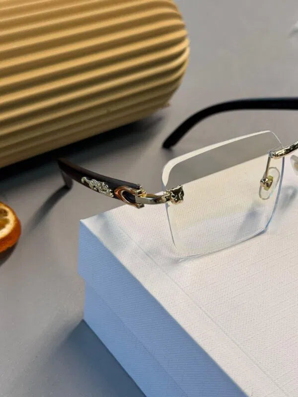 Cartier Santos Rimless Güneş Gözlüğü- Şeffaf