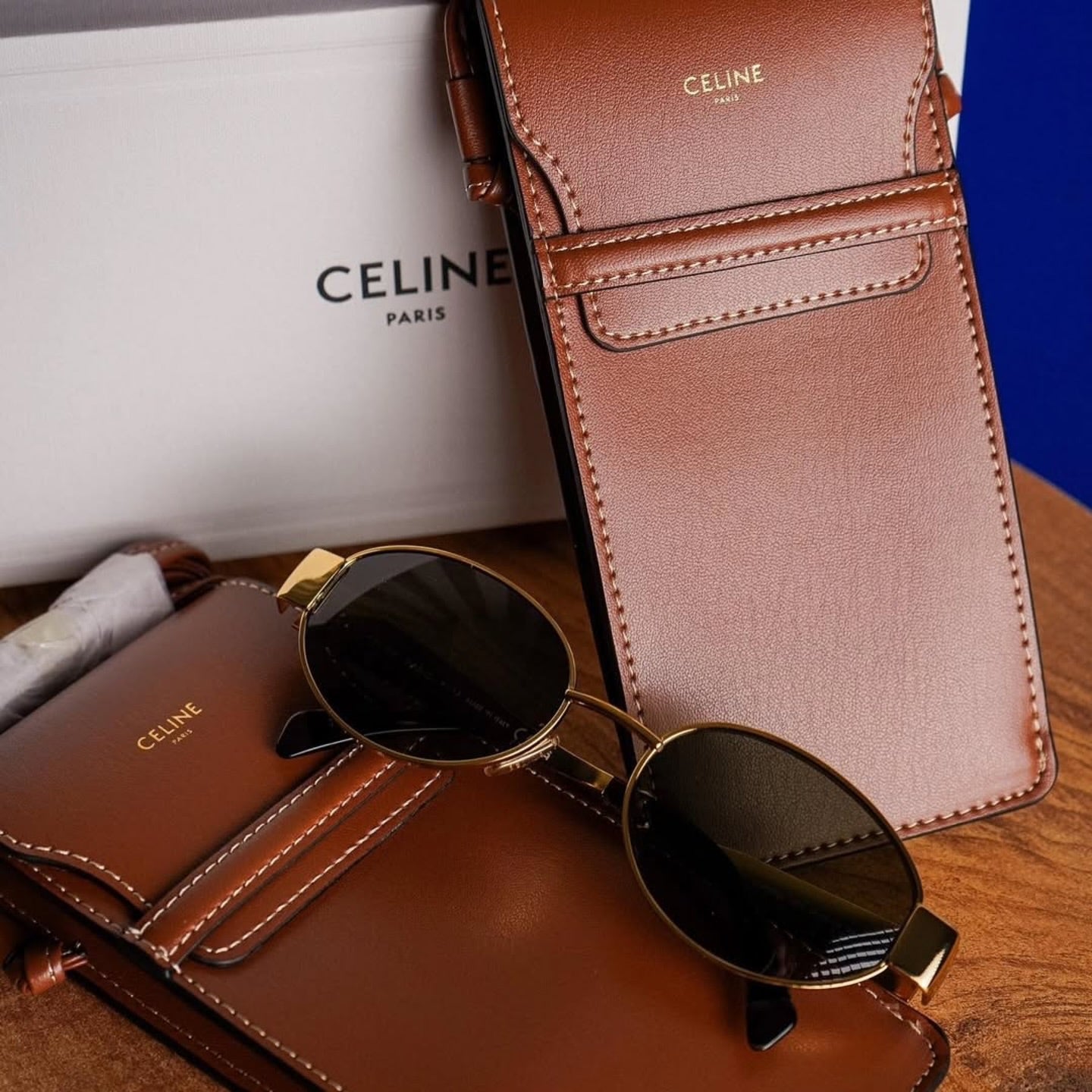 Celine Original Premium Full Set Güneş Gözlüğü – Gold Siyah