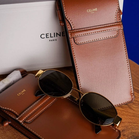 Celine Original Premium Full Set Güneş Gözlüğü – Gold Siyah