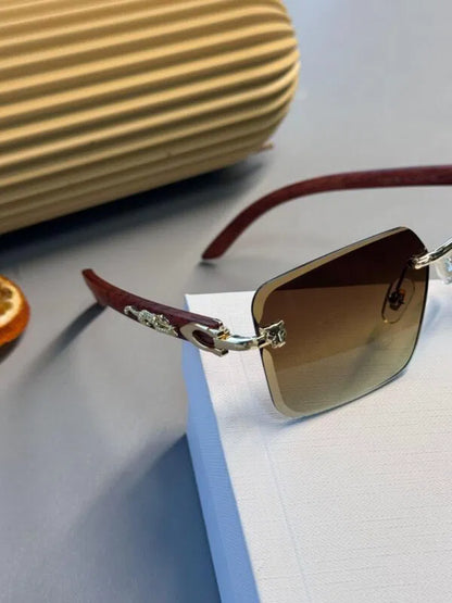 Cartier Santos Rimless Güneş Gözlüğü-Kahve degrade