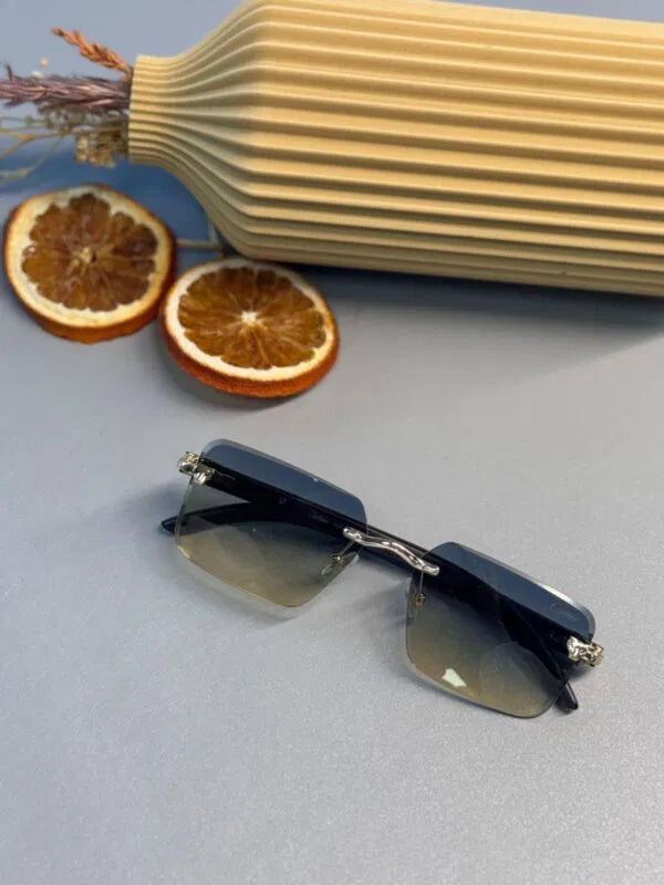Cartier Santos Rimless Güneş Gözlüğü- Metalik Gri