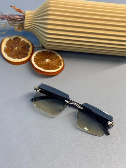 Cartier Santos Rimless Güneş Gözlüğü- Metalik Gri