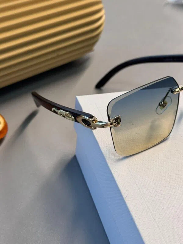 Cartier Santos Rimless Güneş Gözlüğü- Metalik Gri