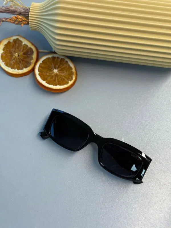 Gucci Unisex Dikdörtgen Asetat Güneş Gözlüğü- Siyah