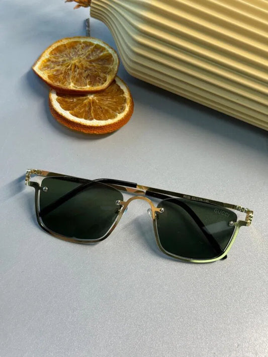 Gucci Metal Çerçeve Kare Gold  Güneş Gözlüğü -Yeşil