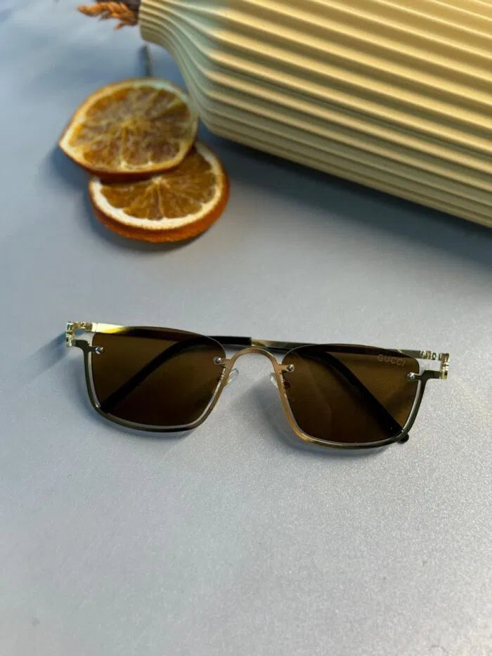 Gucci Metal Çerçeve Kare Gold  Güneş Gözlüğü – Kahverengi