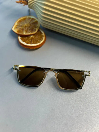 Gucci Metal Çerçeve Kare Gold  Güneş Gözlüğü – Kahverengi