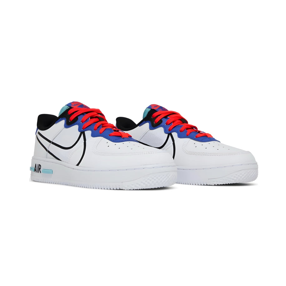 Nike Air Force 1 React White Astronomy Blue Laser Crimson