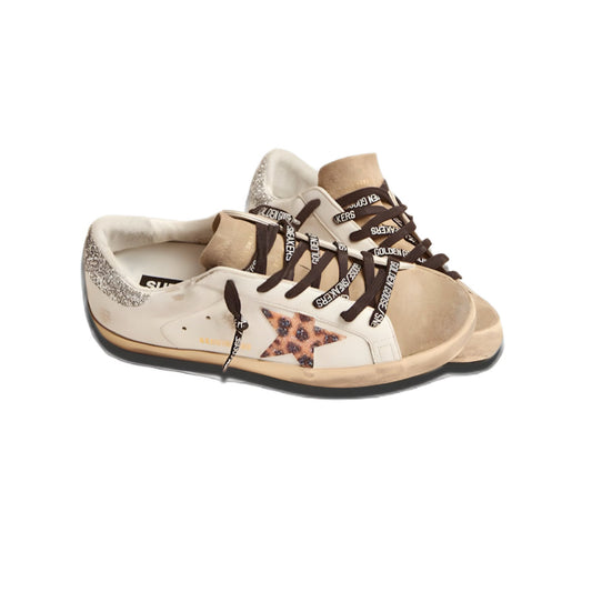 Golden goose Women's Super-Star with leopard print and Swarovski crystal star