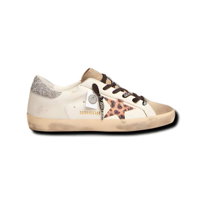 Golden goose Women's Super-Star with leopard print and Swarovski crystal star