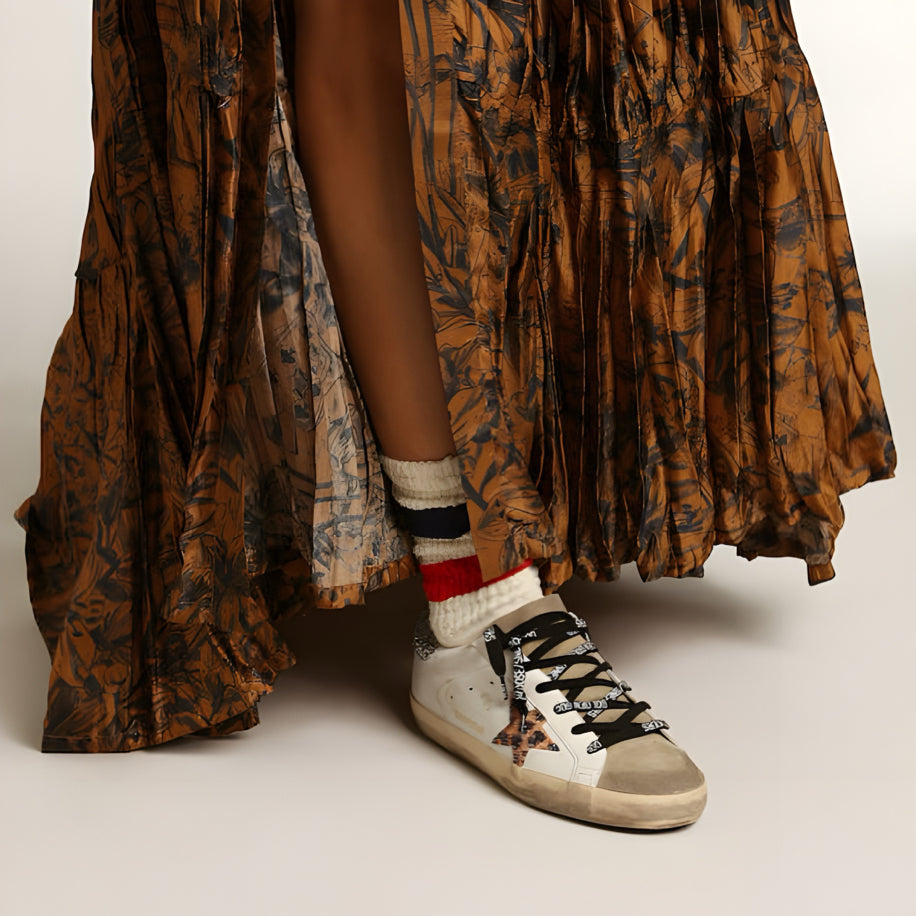 Golden goose Women's Super-Star with leopard print and Swarovski crystal star